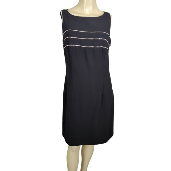 Vintage‎ CDC Black Sleeveless Cocktail Dress Rhinestone Embellishments Size 10 - Picture 3 of 15